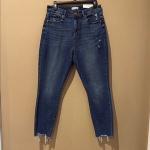 LOFT Blue Ankle Cropped Jeans with High-Rise Waist